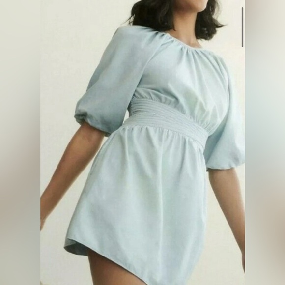 Anthropologie Love The Label Puff Sleeve Open Back Minidress Size XS H34 - Picture 6 of 16